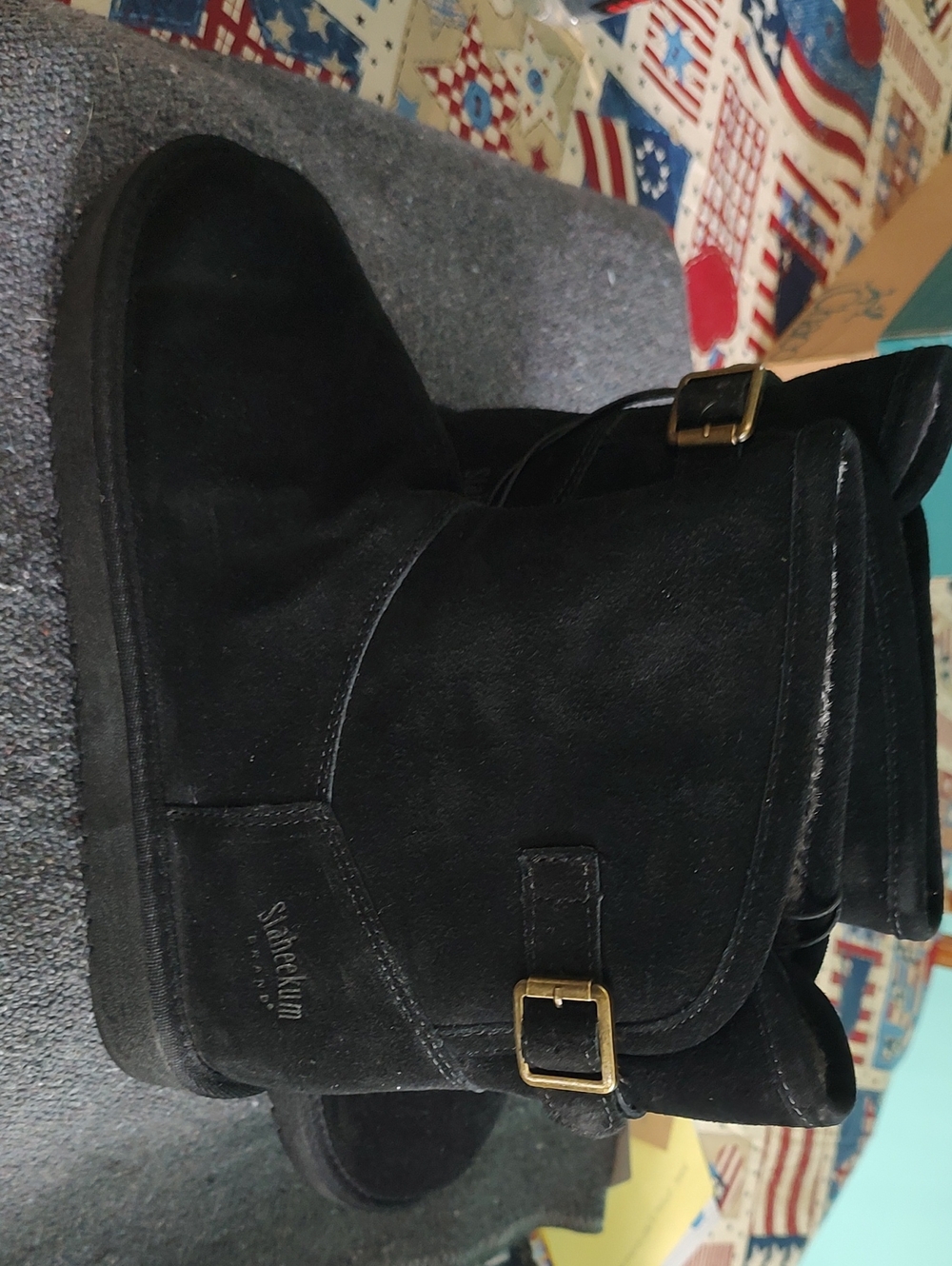 Staheekum Short Black Suede Boots Size10